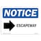 Signmission OSHA Notice, 5" Height, Escapeway Right Arrow Sign With Symbol, 7" X 5", Landscape OS-NS-D-57-L-12154 - alternate 1